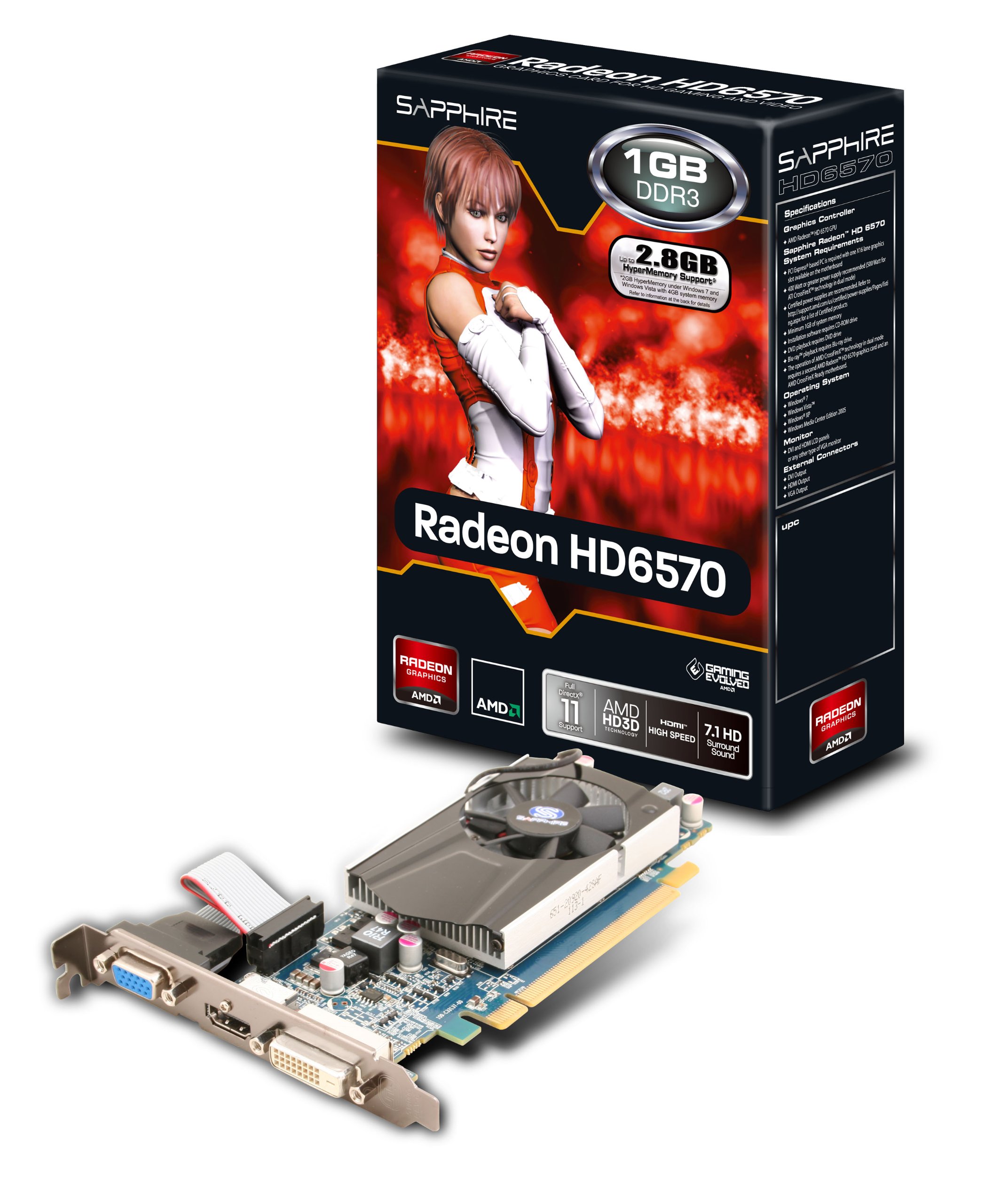 Sapphire Radeon HD 6570 1GB DDR3 HDMI/DVI-D/VGA PCI-Express
